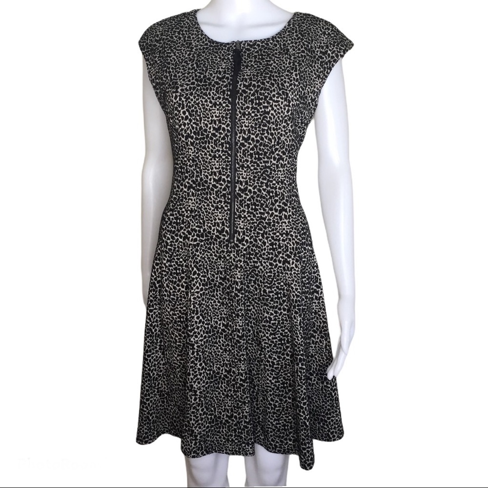 MAGGY LONDON (Nordstrom) Animal Zip Dress Black Size 10